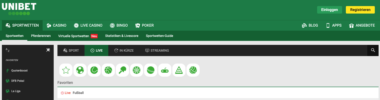 Unibet Schweiz Live Wetten
