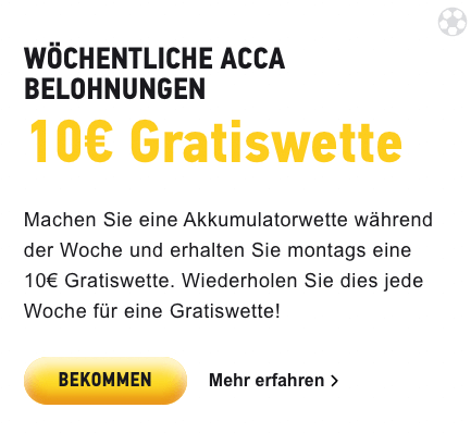 Fezbet wöchentliche 10€ Gratiswette für Kombiwetten
