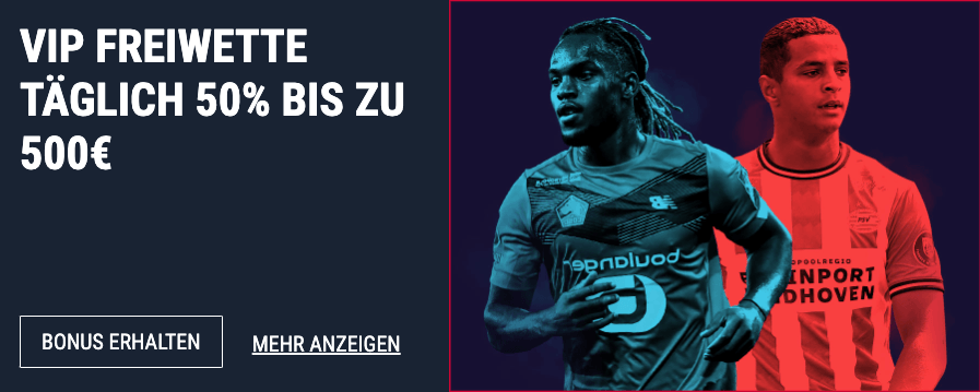 Rabona VIP Freiwette Täglich 50% bis zu 500€
