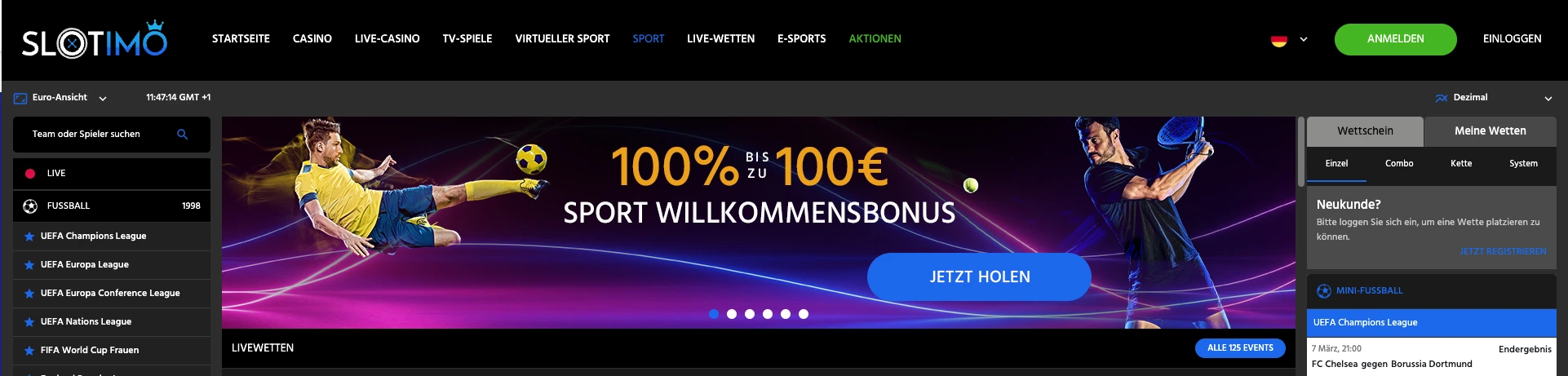 Slotimo Schweiz Sportwetten