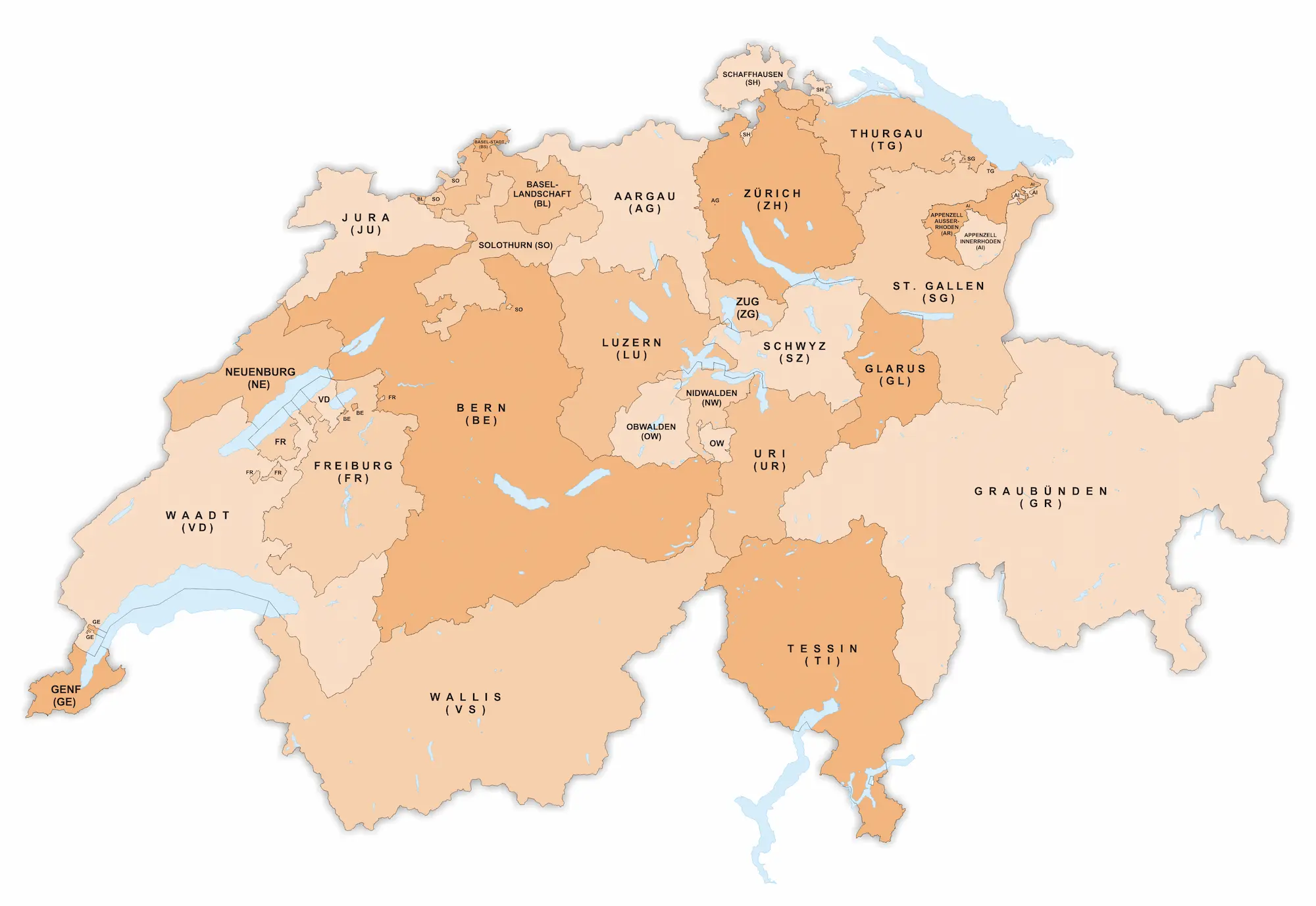 Wettbüro in der Nähe Schweiz - Kantone