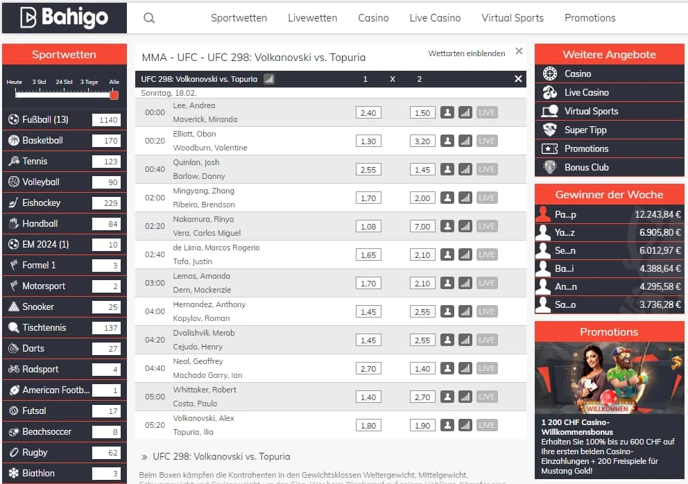 bahigo UFC Wetten