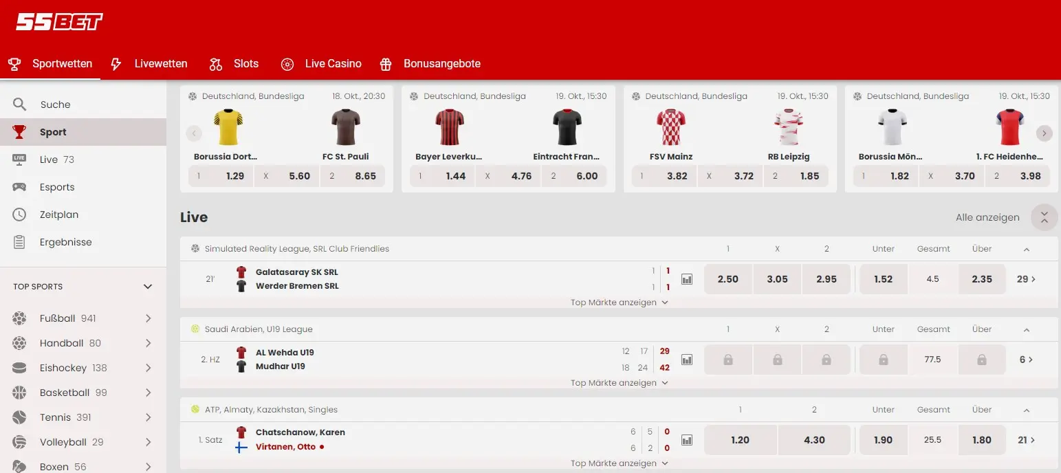 55BET Sportwetten