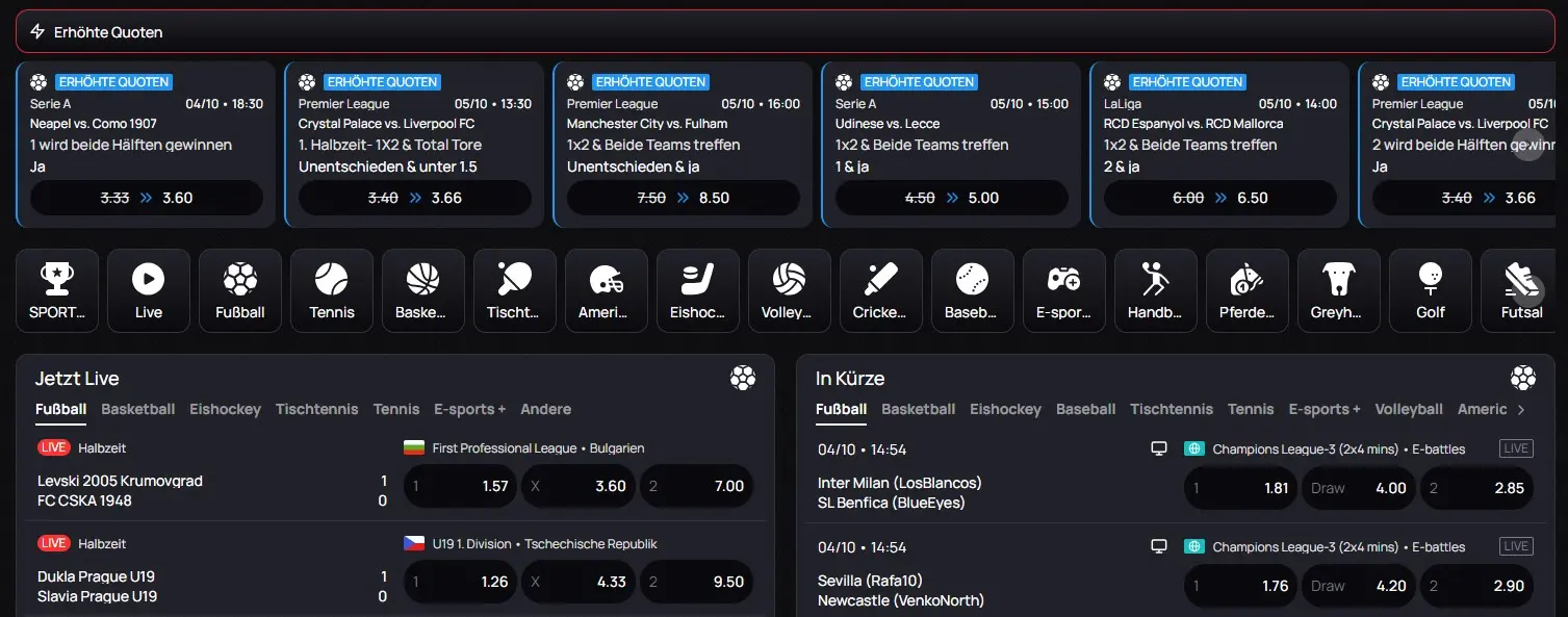 Casinova Wettquoten